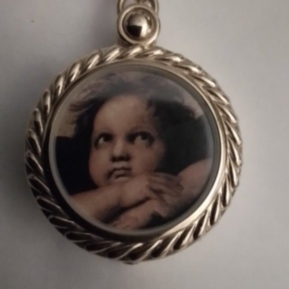 Pendant Wach Raphael's Thinking Cherub 30" Chain Vintage Seiko Si Pl4 - Picture 2 of 7